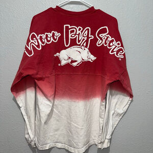 Women's Venley Arkansas Razorbacks Red White Ombre Long Sleeve S Spirit Jersey